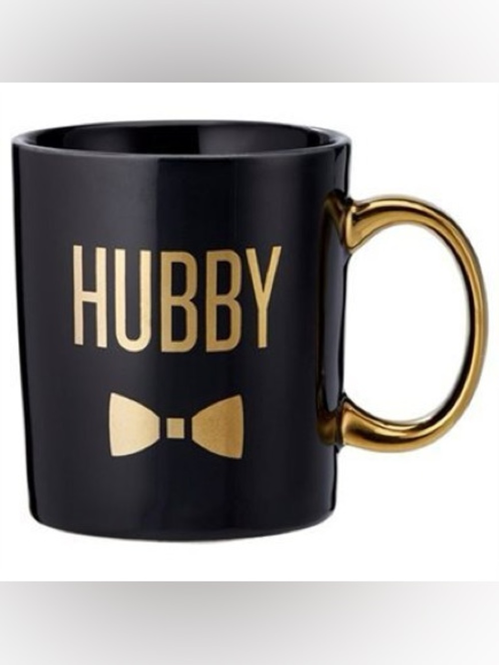 Indigo Black & Gold 'HUBBY' Ceramic Mug NEW
